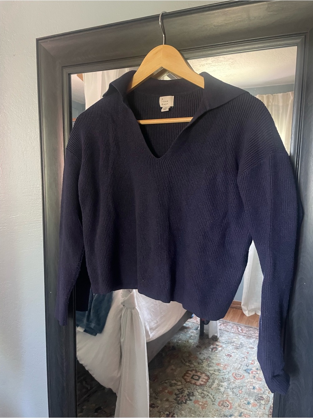 a new day Navy V-Neck Open Collar Women's Sweater
